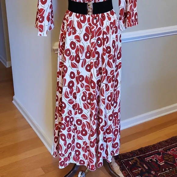 Beautiful boho maxi dress with 3/4 sleeve,  off shoulder, ruched top, full skirt - Picture 8 of 12